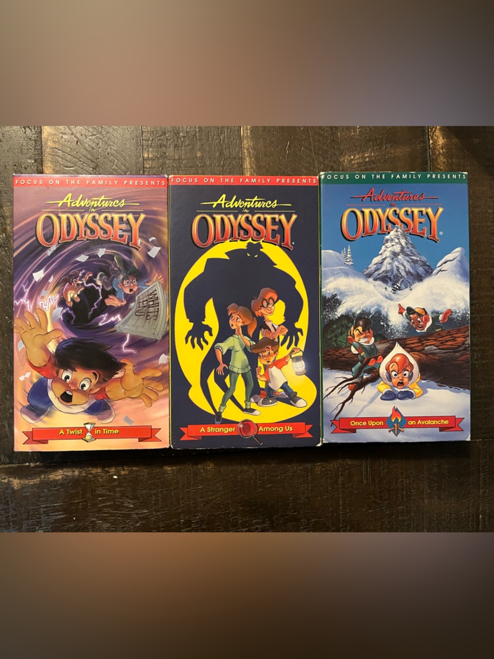 Adventures in Odyssey VHS Lot- Twist in Time, Stranger Among Us, An Avalanche